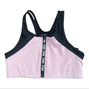 NWOT Pink Victoria’s Secret Ultimate Racerback Sports Bra Unlined Zip Up Size XS